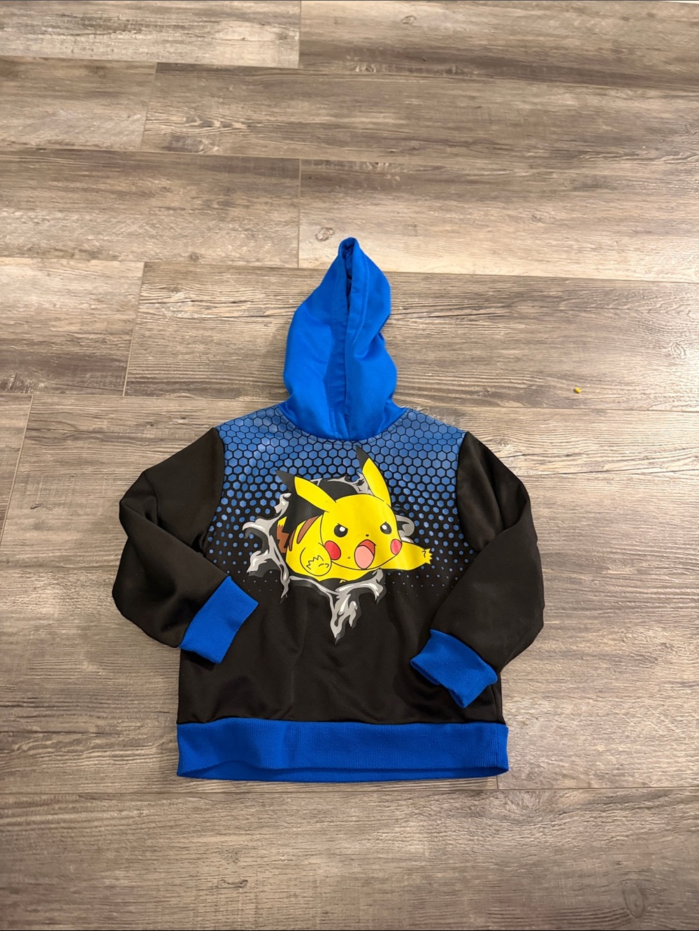 Pokemon Kids Pikachu Black & Blue Hooded Sweatshirt